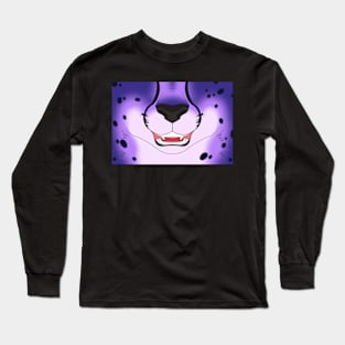 Purple Cheetah Face Long Sleeve T-Shirt